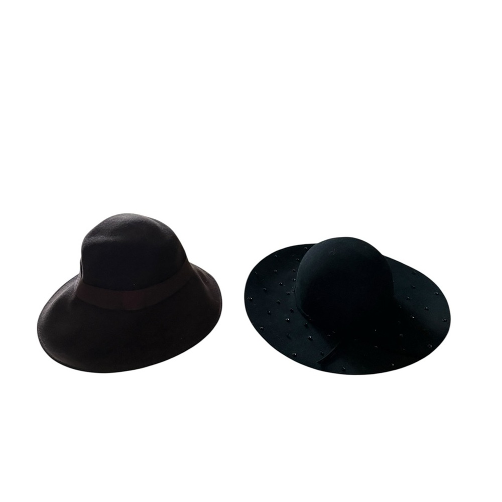 Bundle of 2 100% Wool Bohemian Jessica Simpson Sun Hats Brown and Black